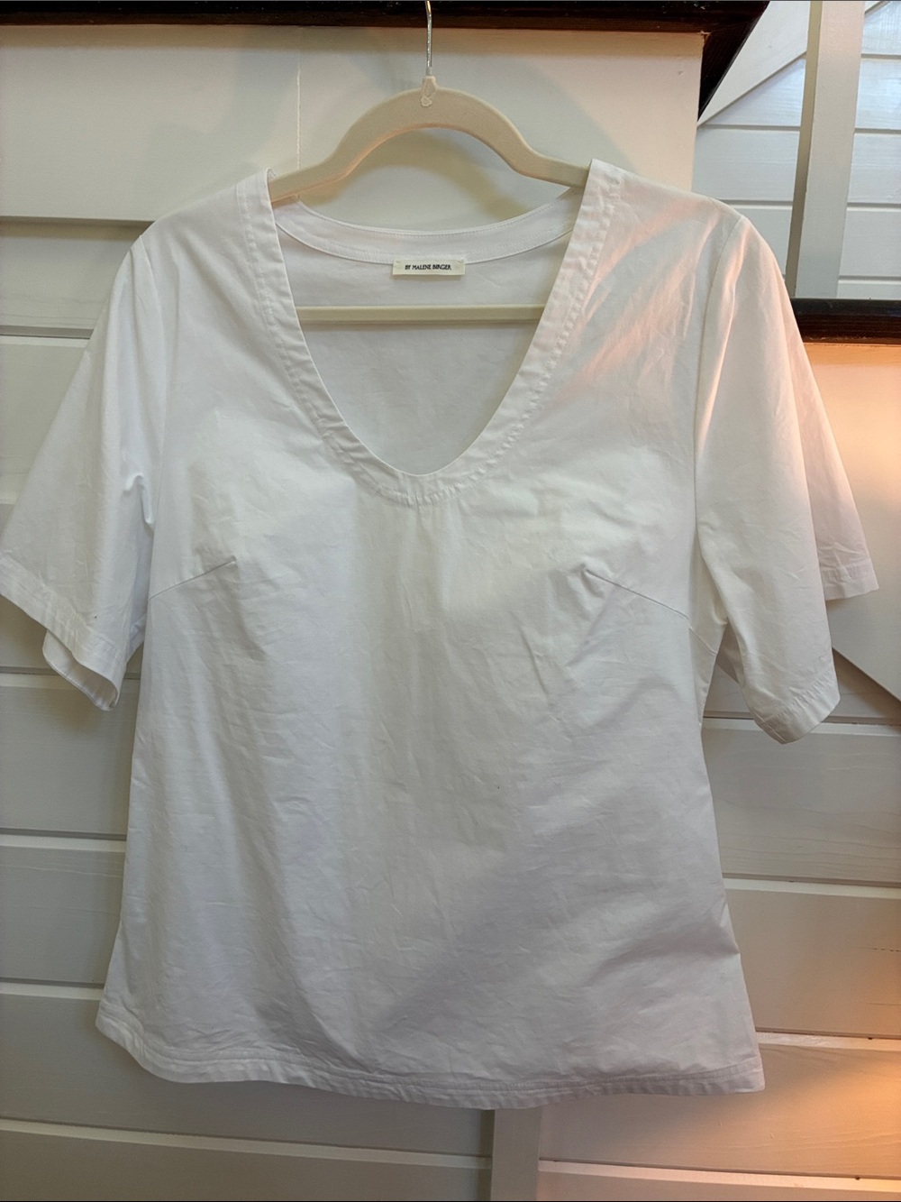 By Malene Birger White V-Neck Cotton Top.  38/M